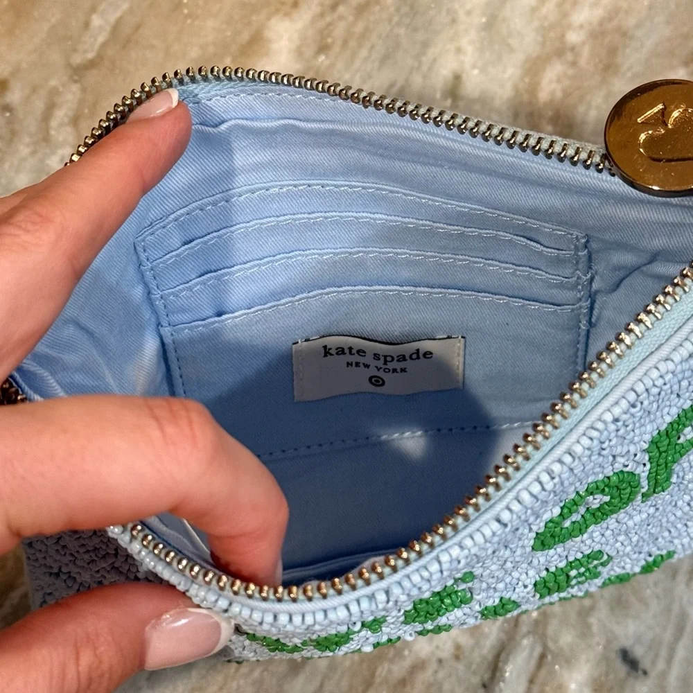 KATE SPADE x Target Life of the Party Beaded Clutch- York Blue/ Green - Picture 5 of 7